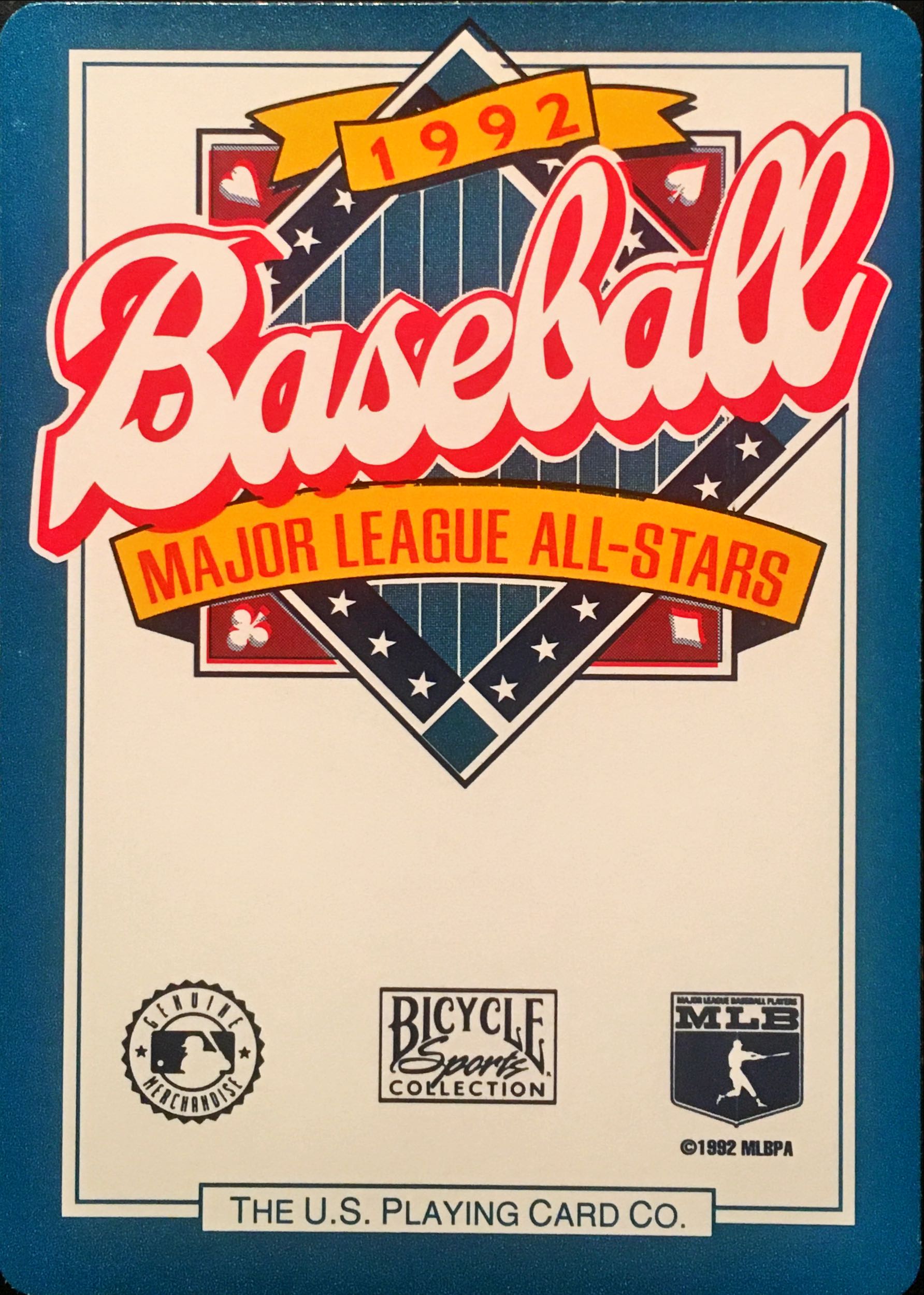 1992 Bicycle Playing Cards NNO back image