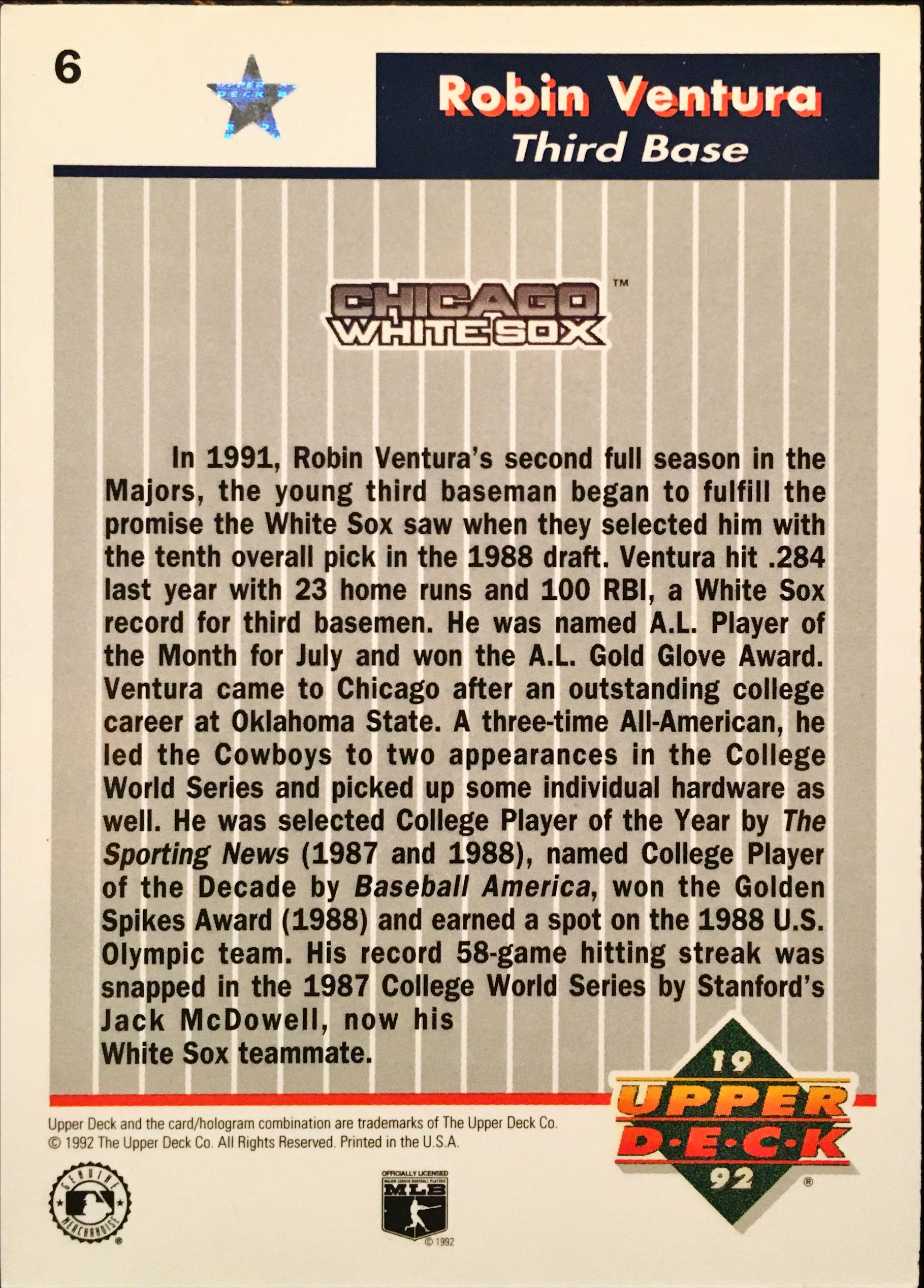 1992 Upper Deck FanFest 6 back image