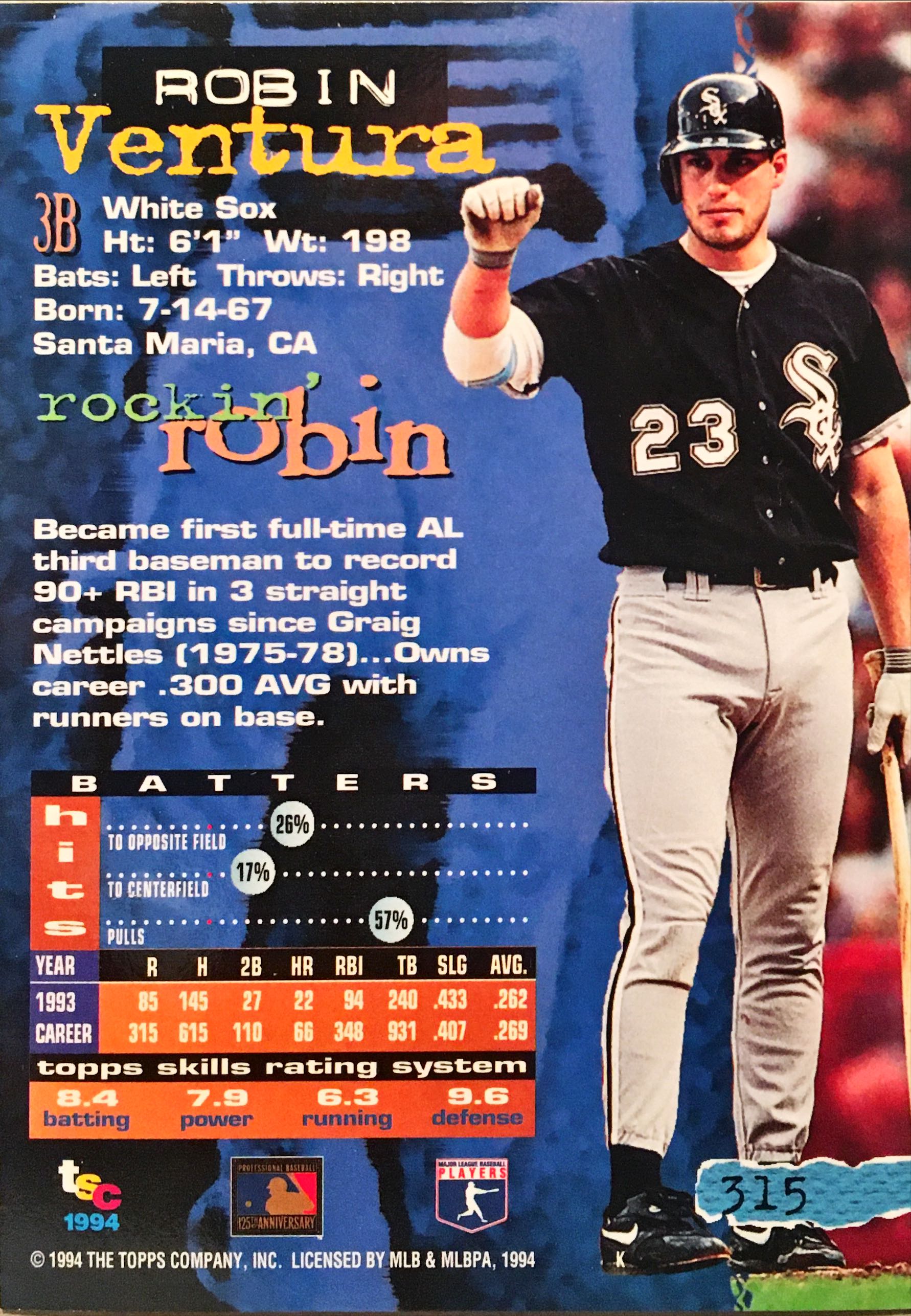 1994 Stadium Club First Day Issue 315 back image