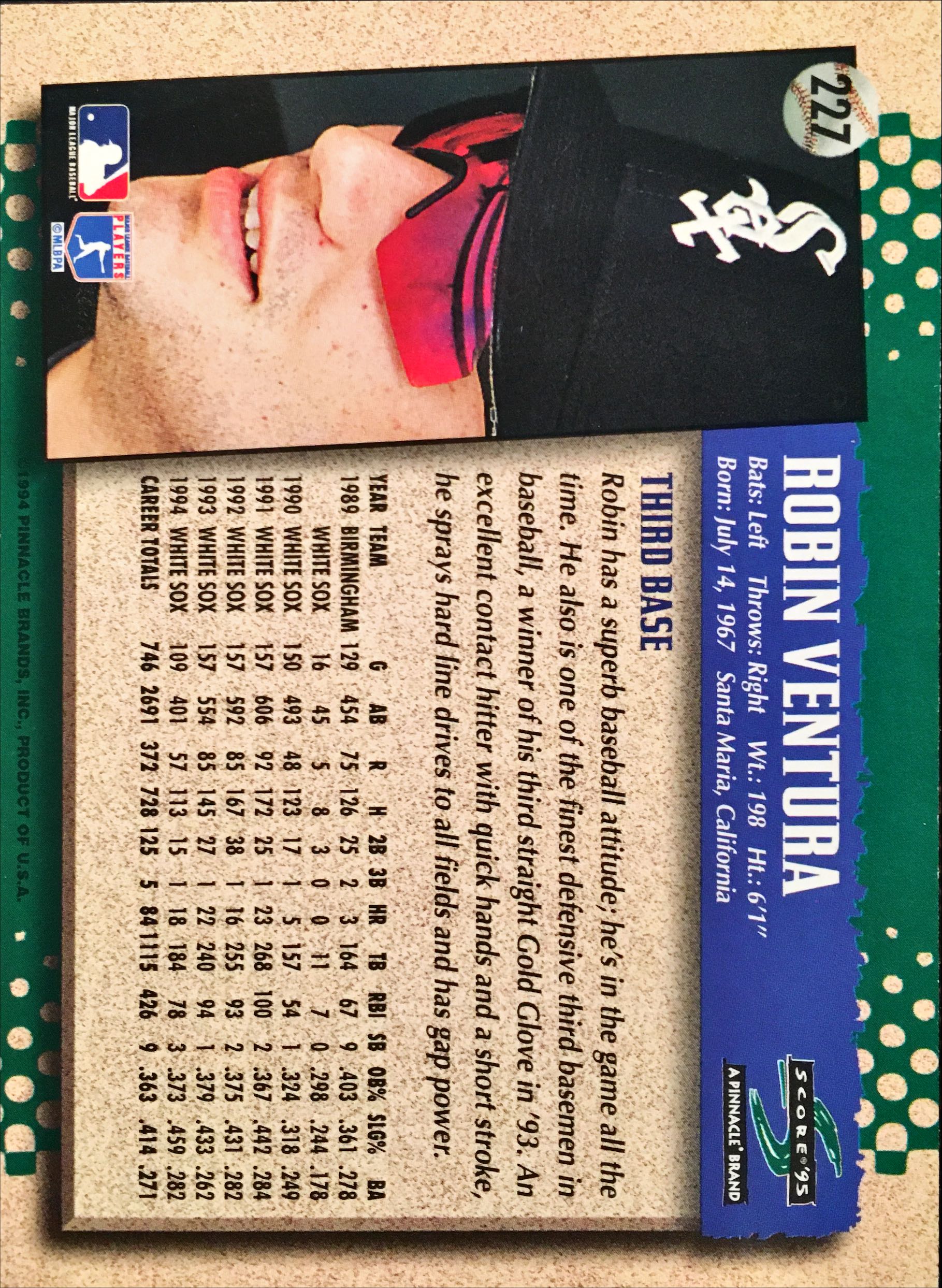 1995 Score  227 back image