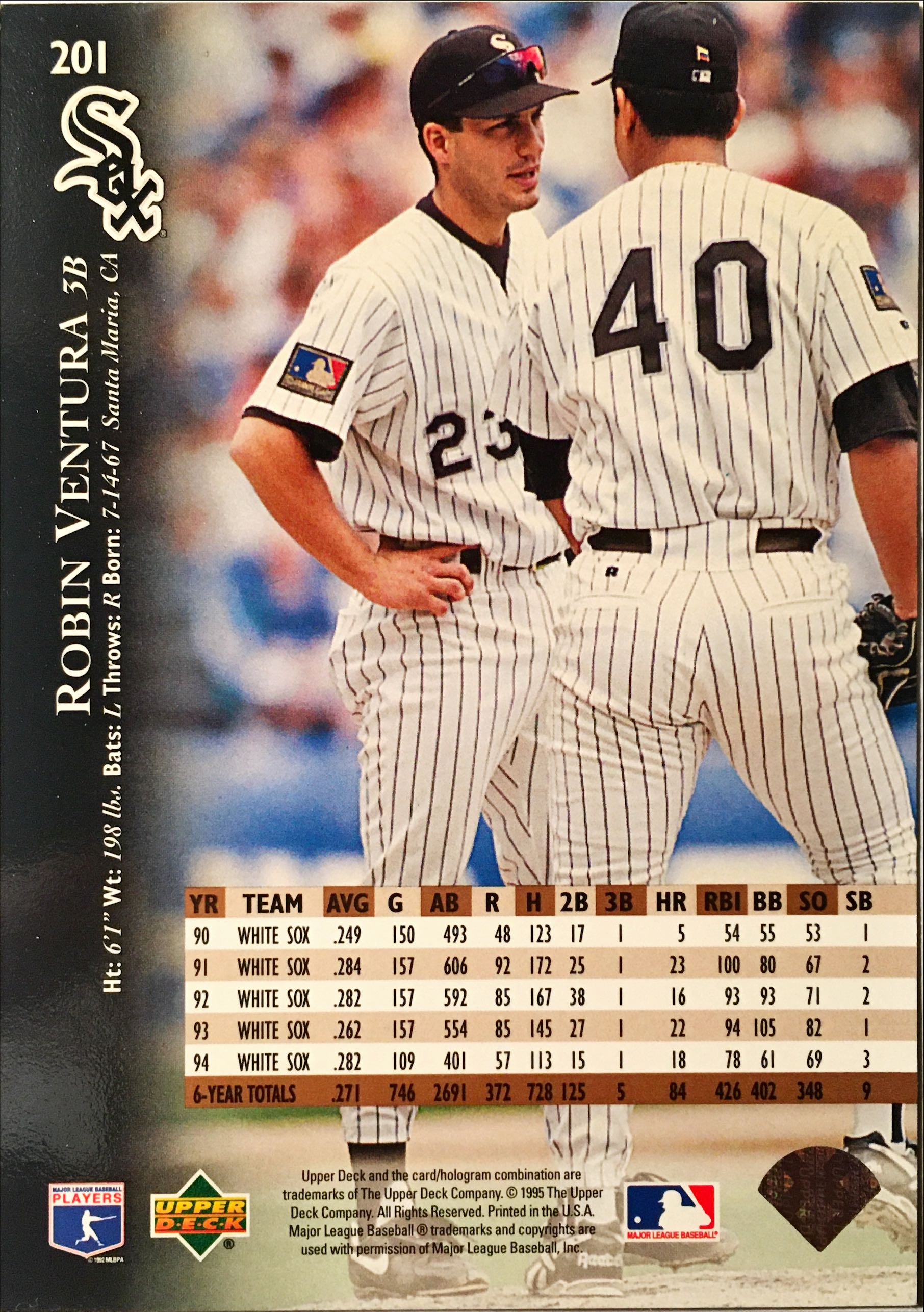 1995 Upper Deck Electric Diamond 201 back image