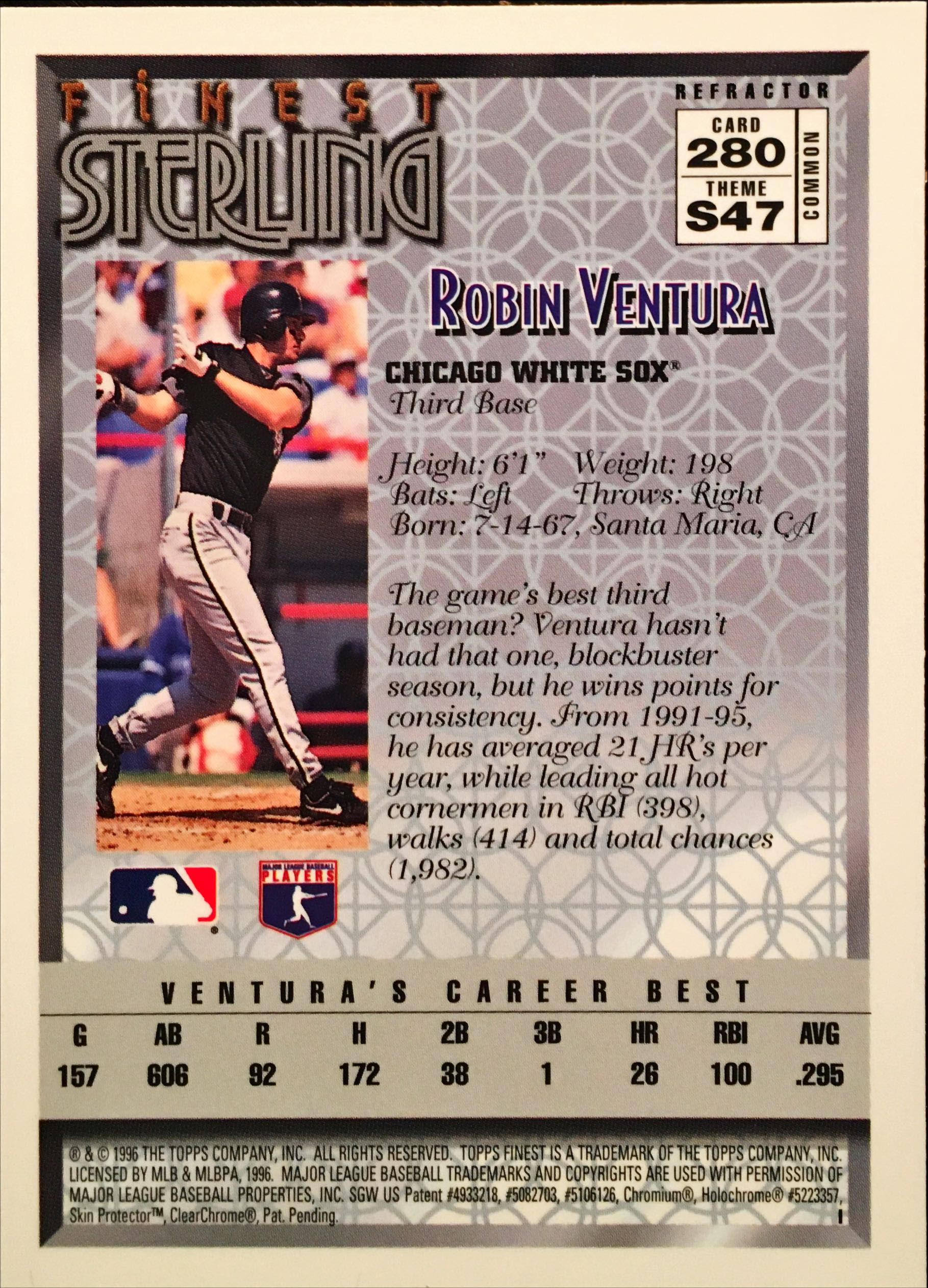 1996 Finest Refractors 280 back image