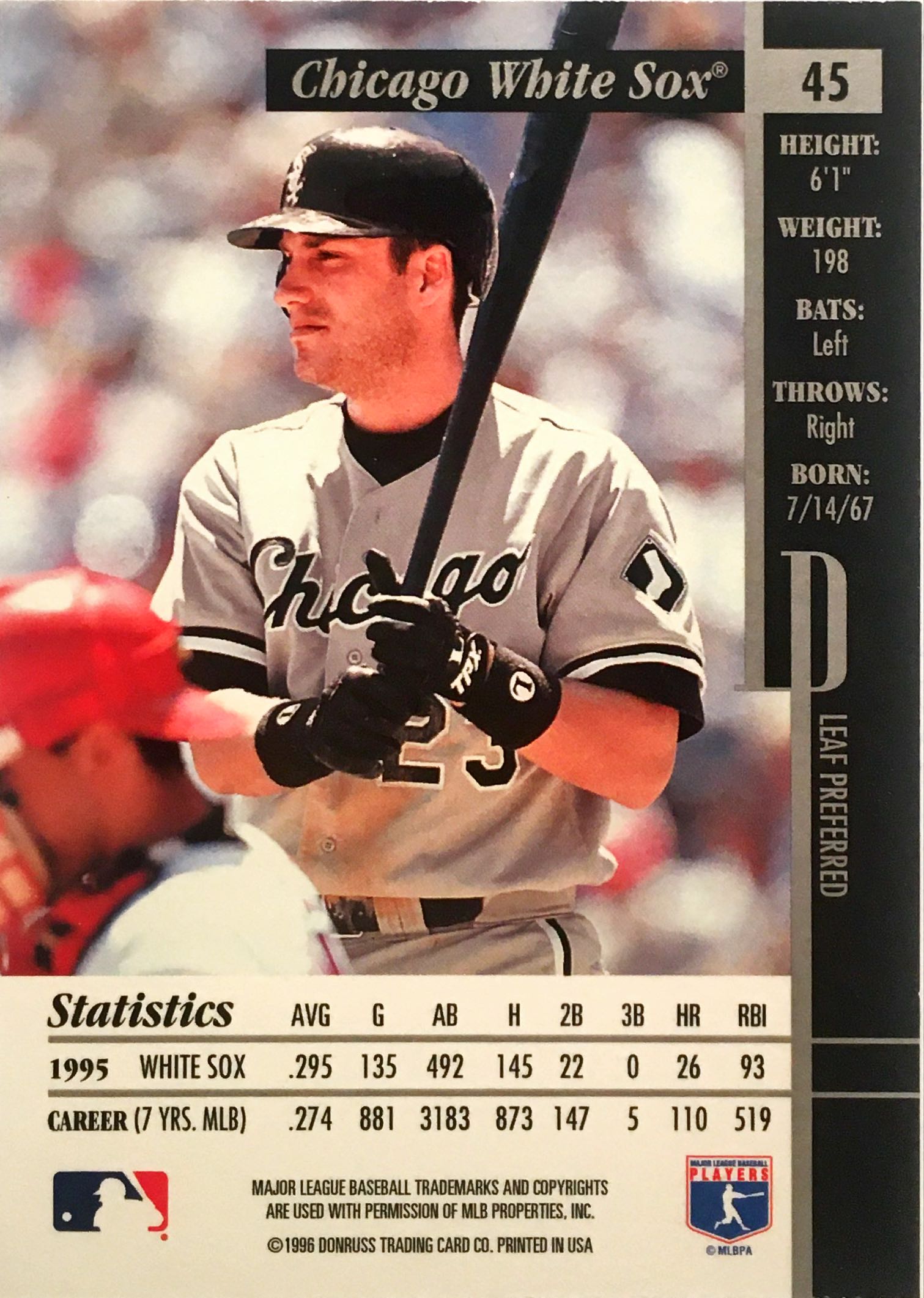 1996 Leaf Preferred 45 back image