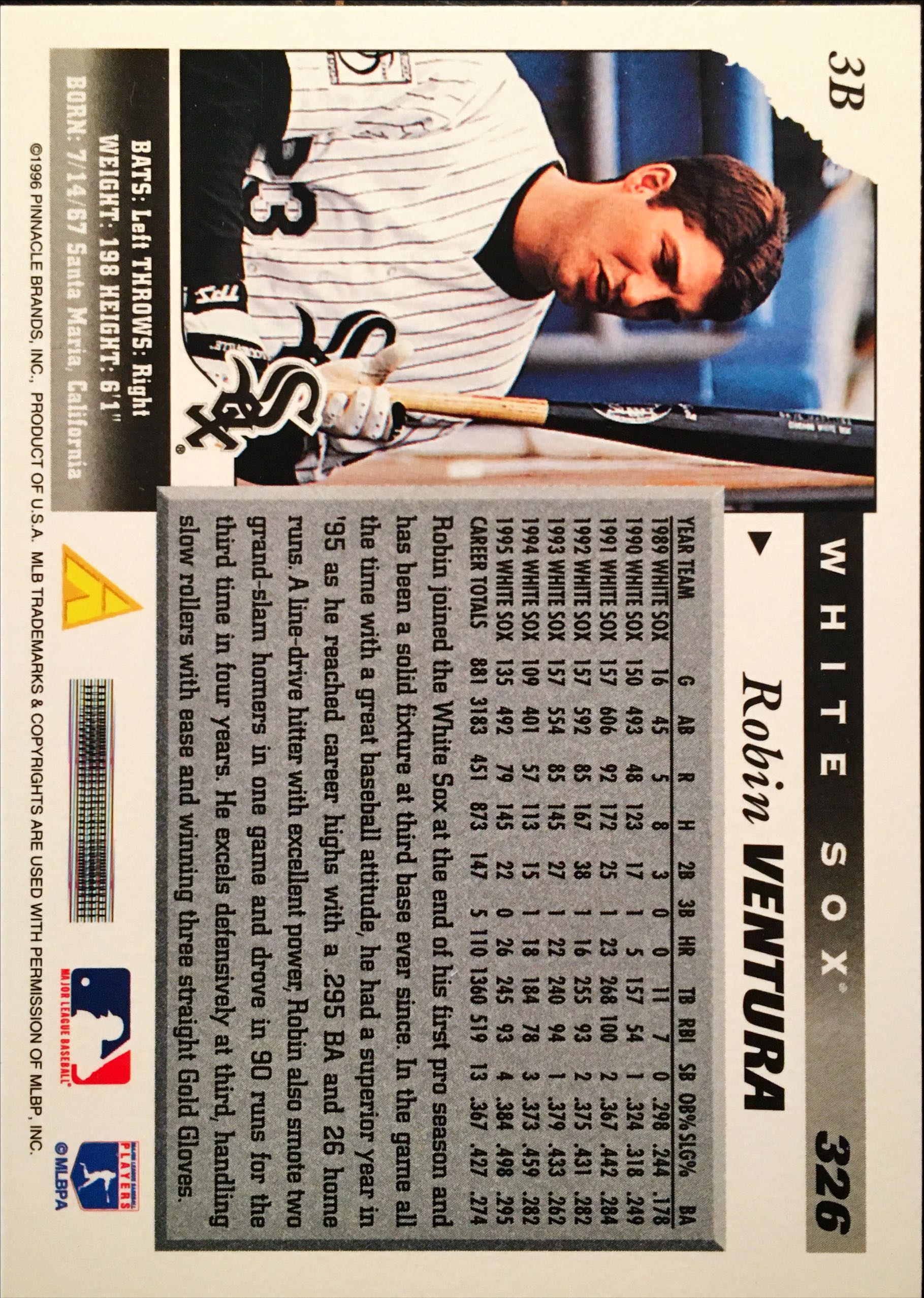 1996 Score  326 back image