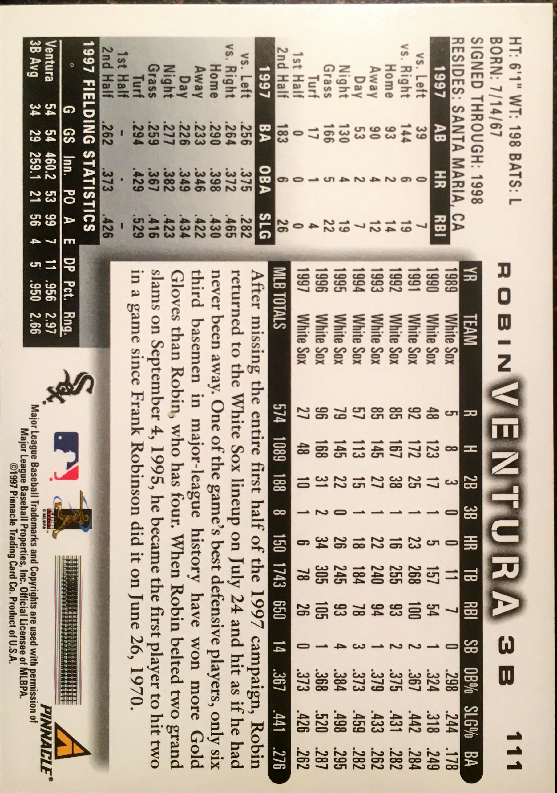 1998 Score  111 back image