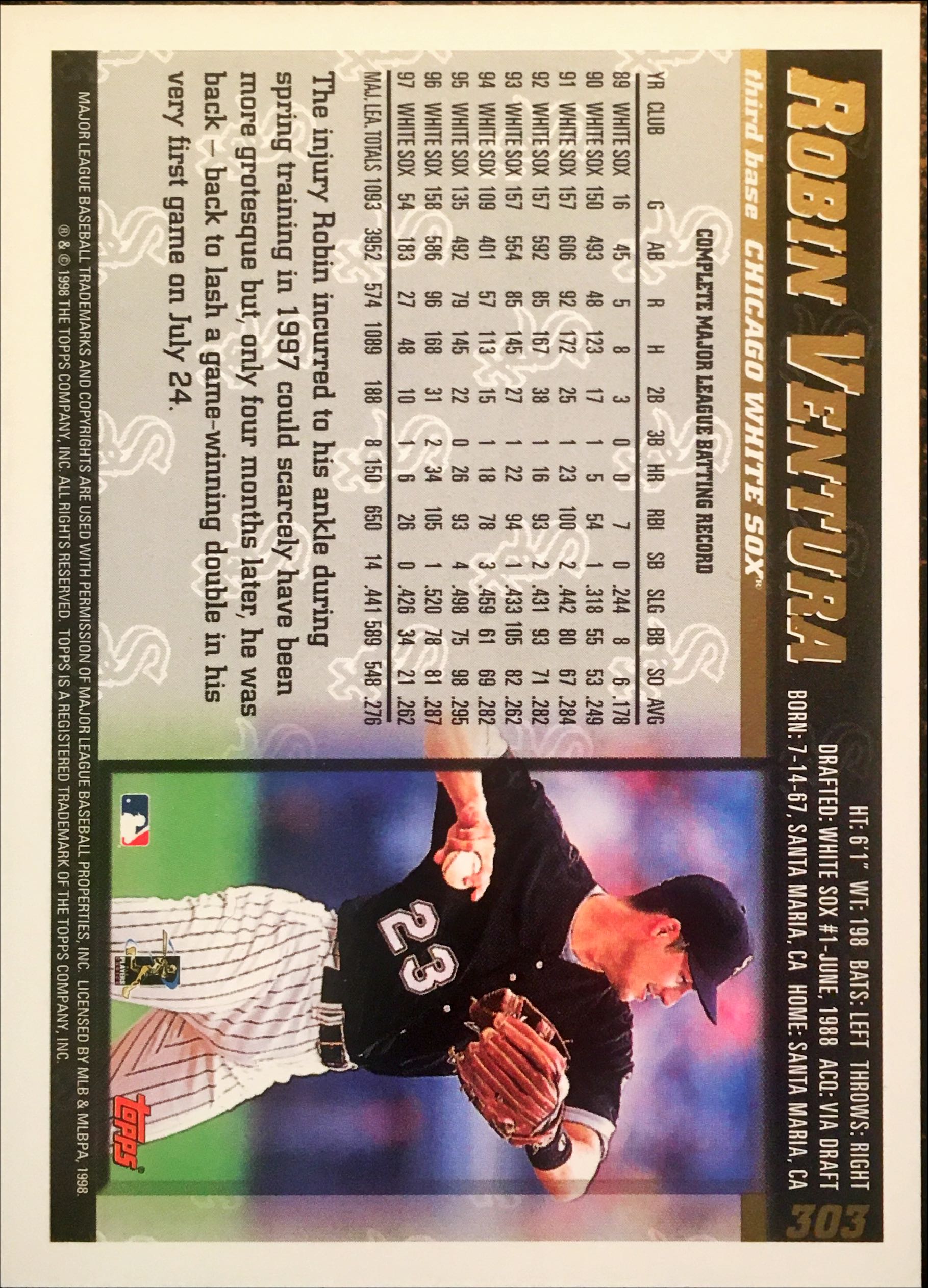 1998 Topps  303 back image