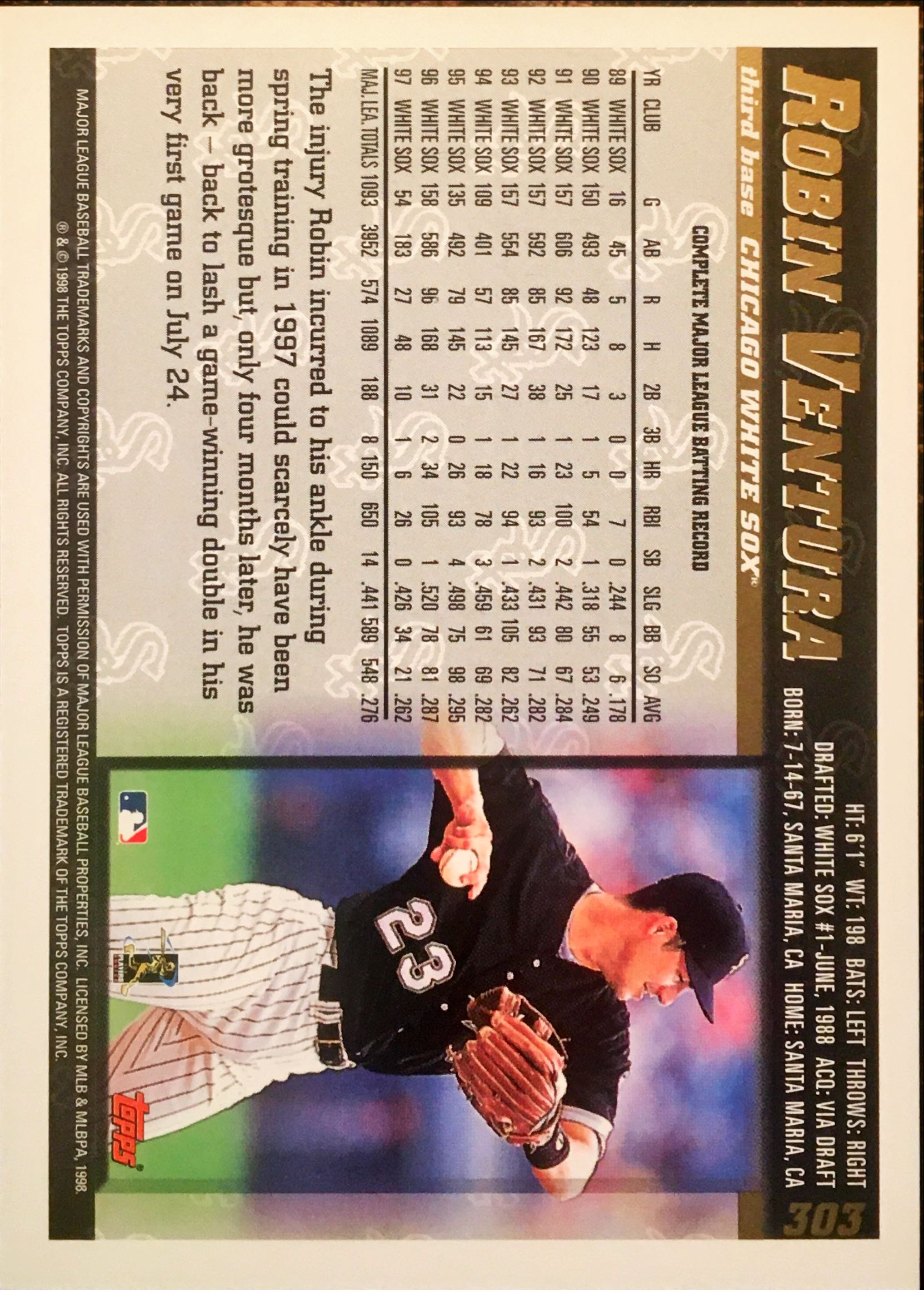 1998 Topps Inaugural Devil Rays 303 back image