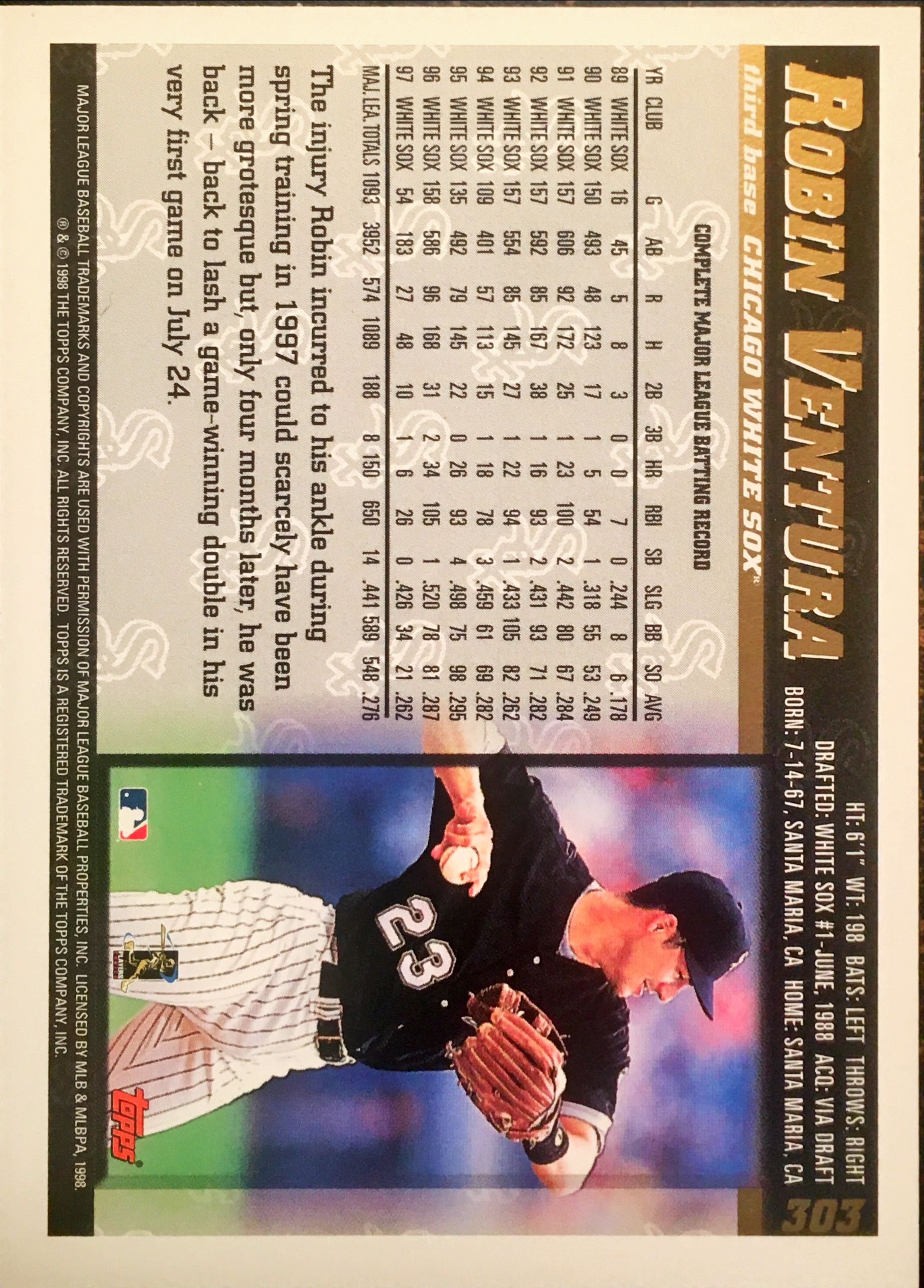 1998 Topps Inaugural Diamondbacks 303 back image