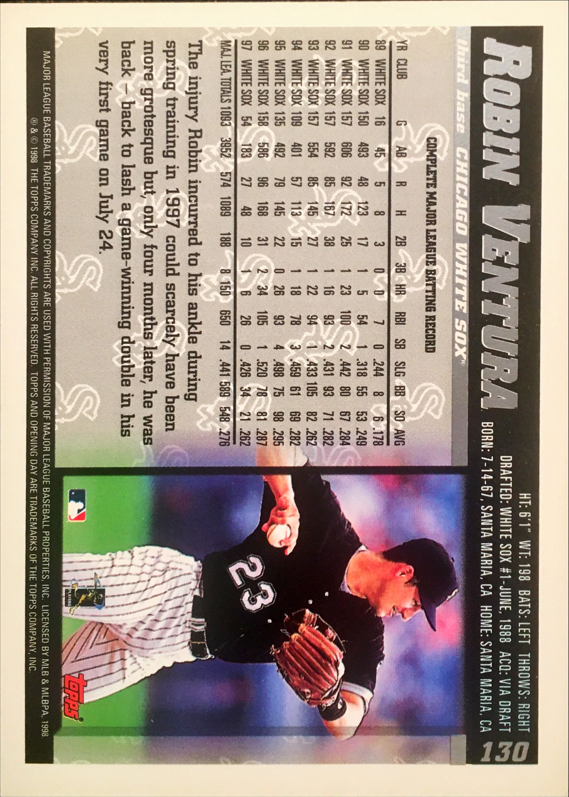 1998 Topps Opening Day 130 back image