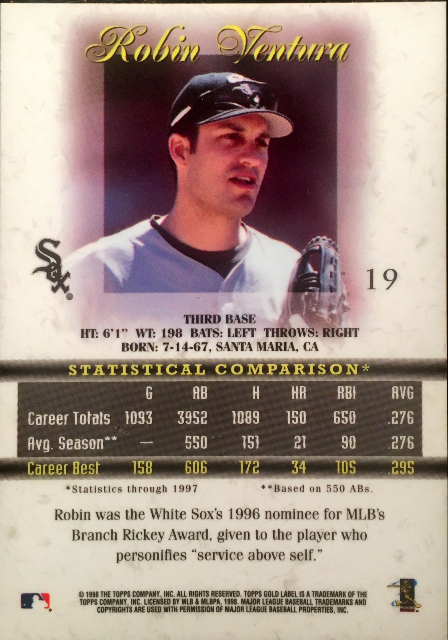 1998 Topps Gold Label Class 2 19 back image