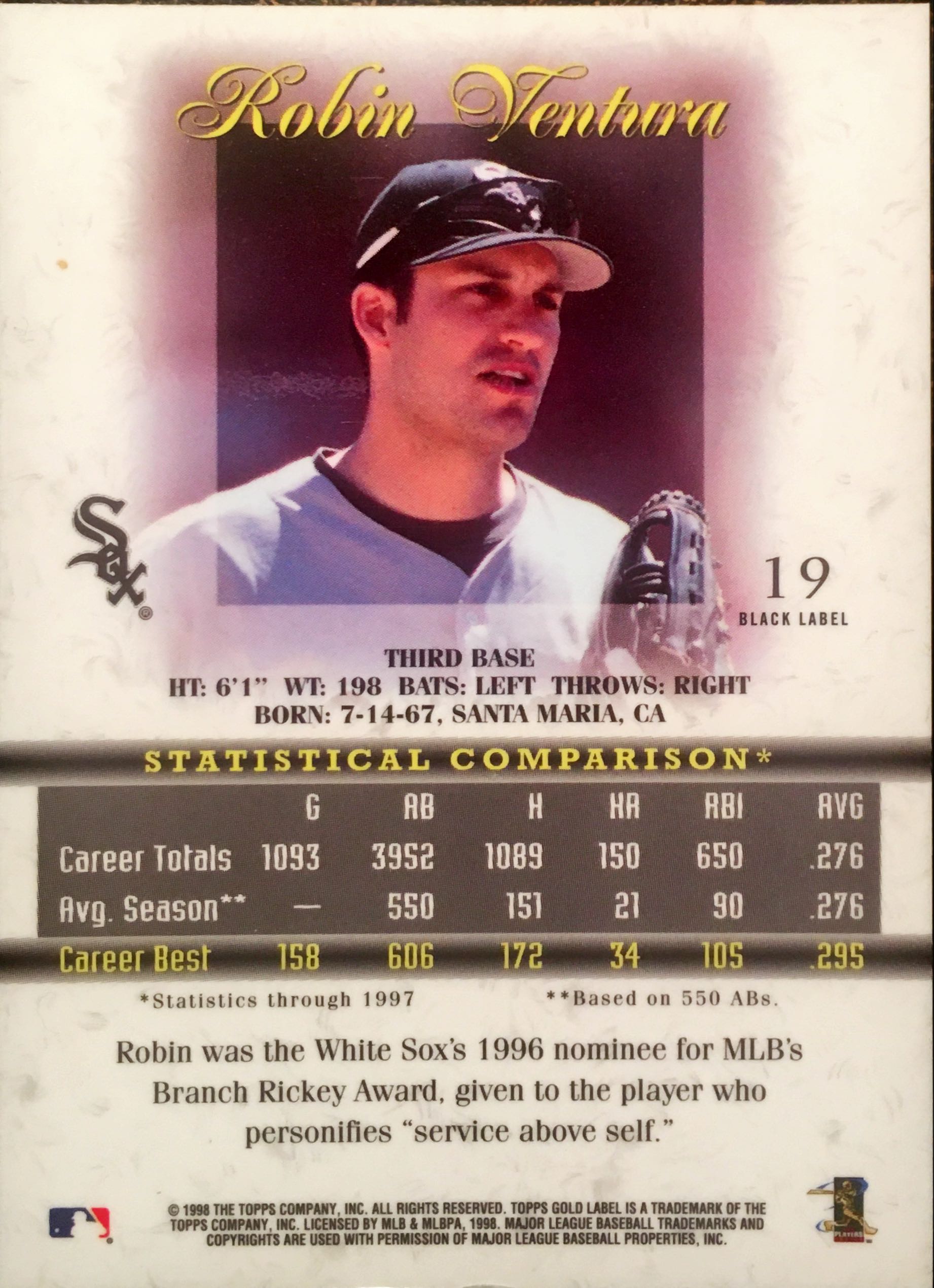 1998 Topps Gold Label Class 3 Black 19 back image